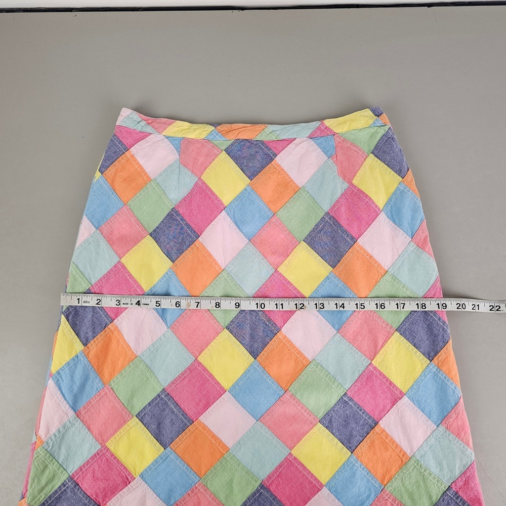 Brooks Brothers 346 Multi Color Patchwork Diamond Cotton Skirt Size 8 - Picture 7 of 7